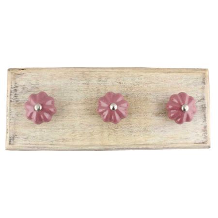 Lavender Solid Ceramic Medium Melon Wooden Hooks